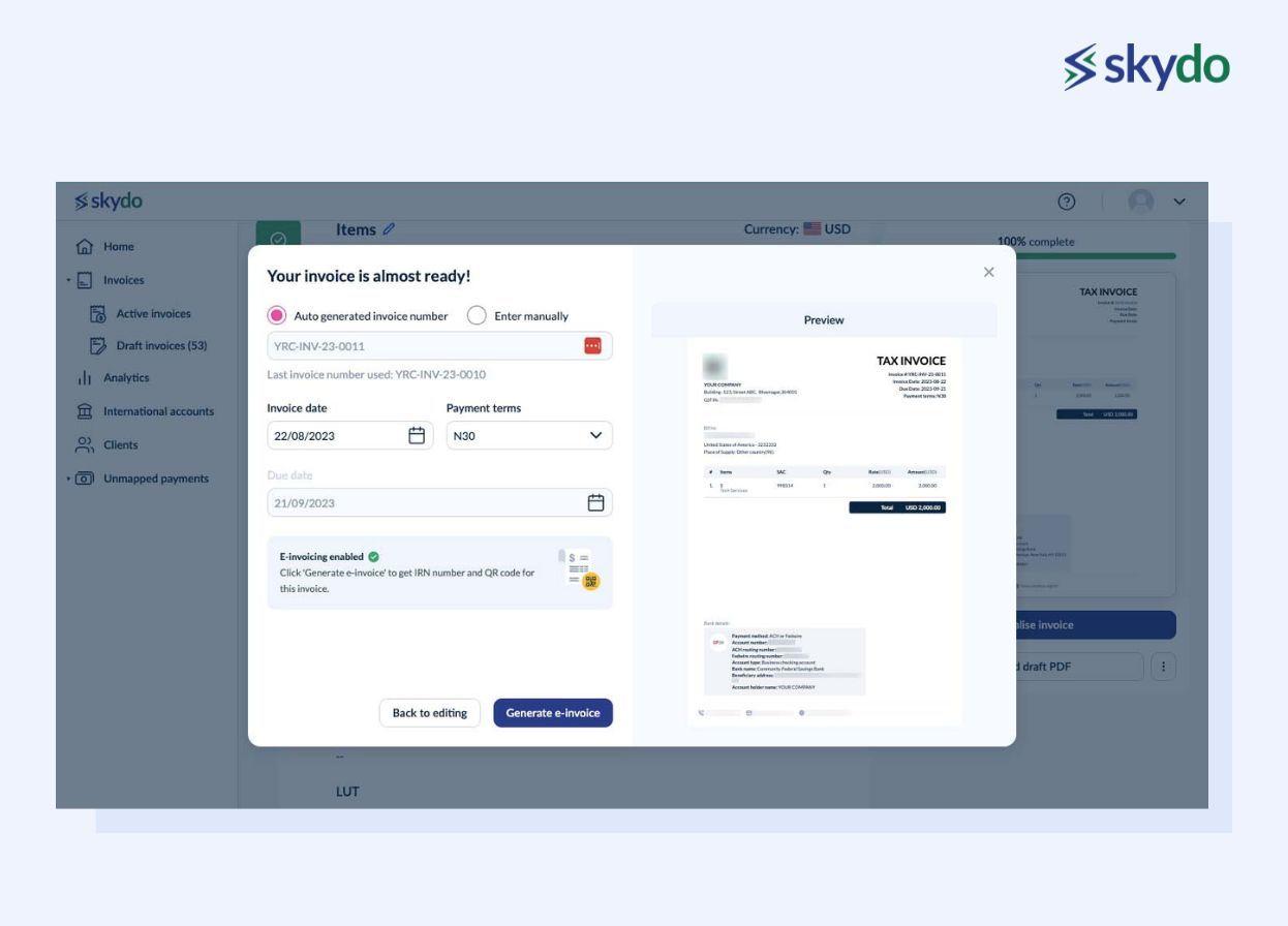 Invoice Number and Payment Terms