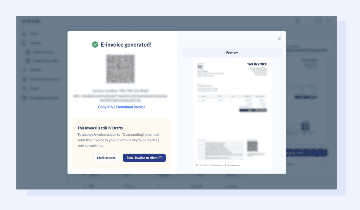 E-invoice Generated