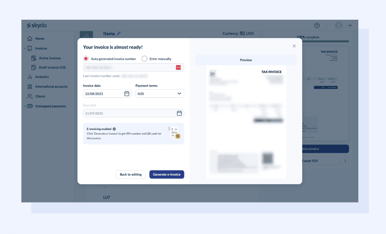 Finalise Invoice