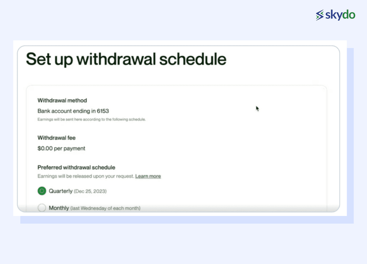 set up a withdrawal schedule