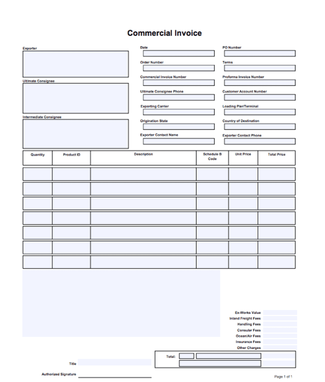 Export Invoice Format