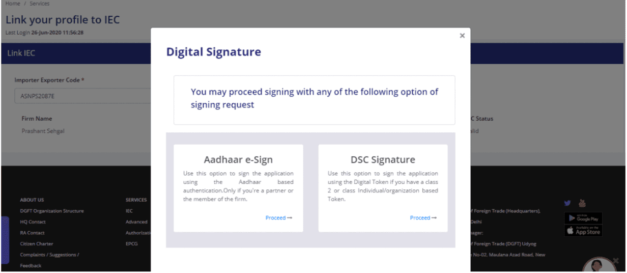 IEC sign online