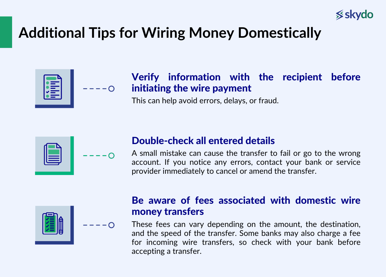 Additional Tips for Wiring Money Domestically