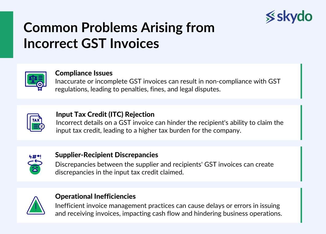 Common Problems Arising from Incorrect GST Invoices