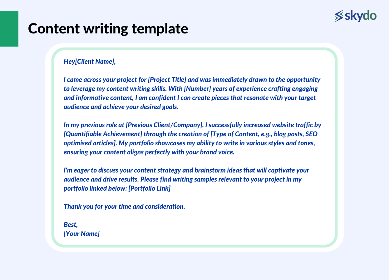 Content writing cover letter template