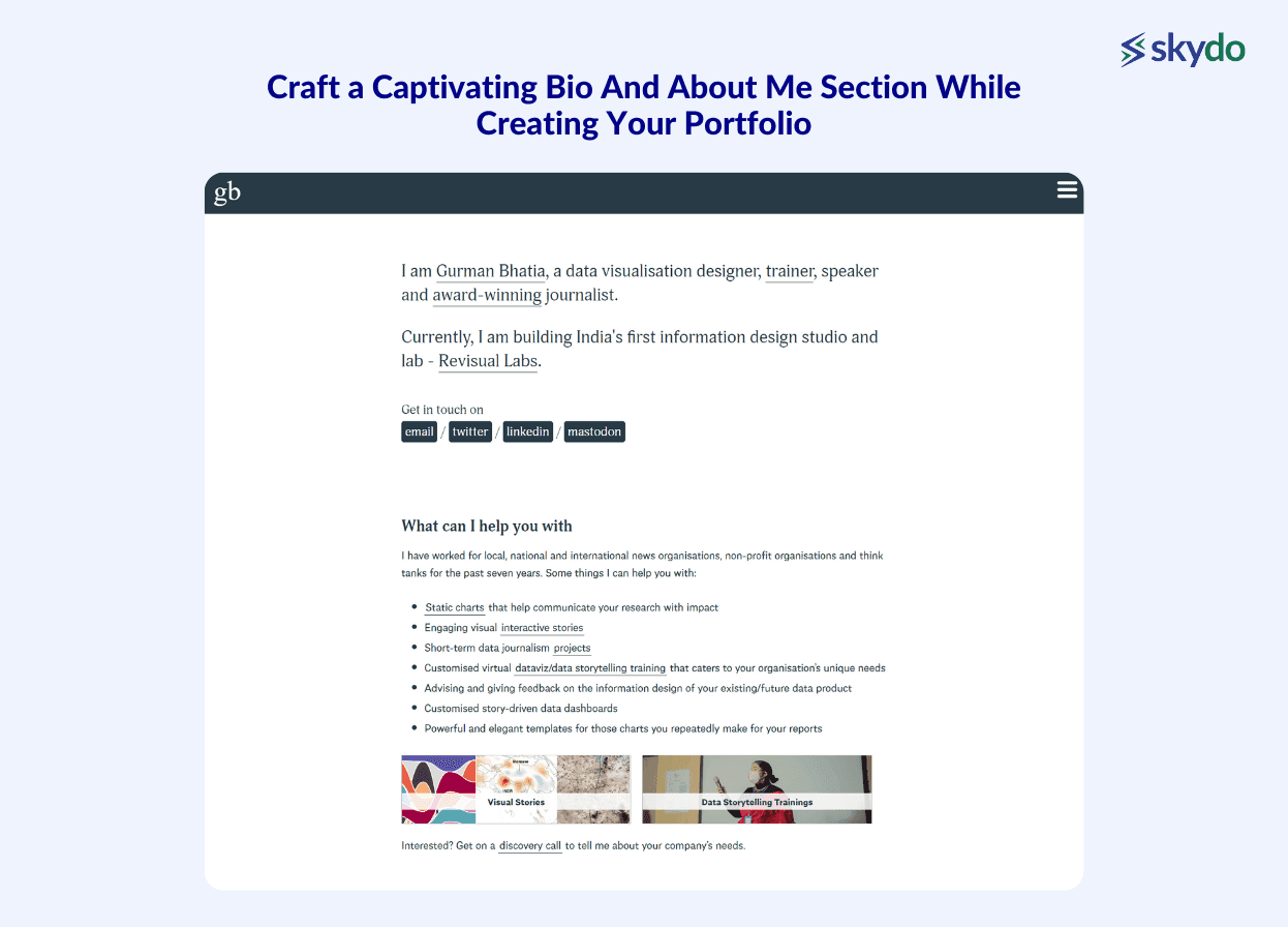 Craft a Captivating Bio And About Me Section While Creating Your Portfolio
