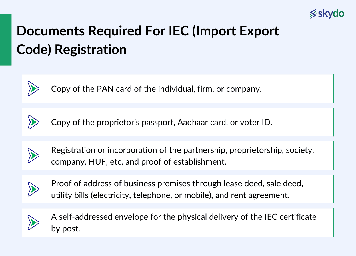 Documents Required For IEC (Import Export Code) Registration