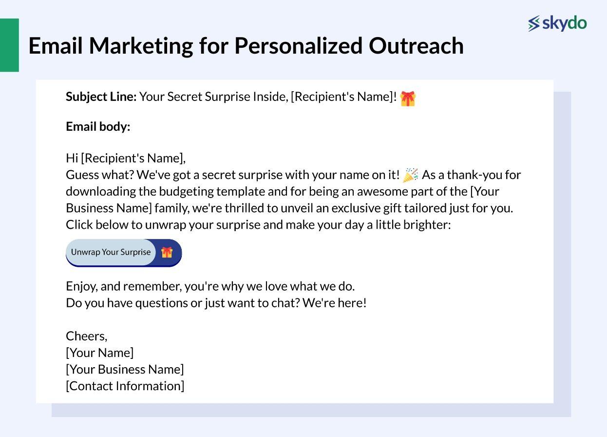 Example of email marketing for personalized outreach