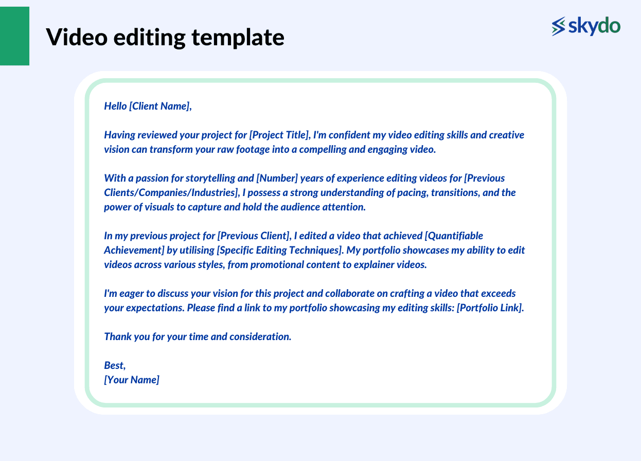 Video Editing Cover Letter Template