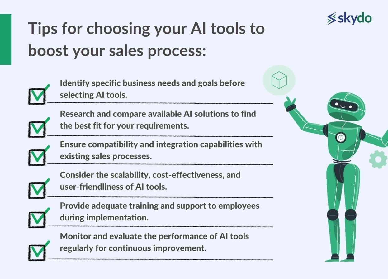 tips for choosing your AI tools to boost your sales process